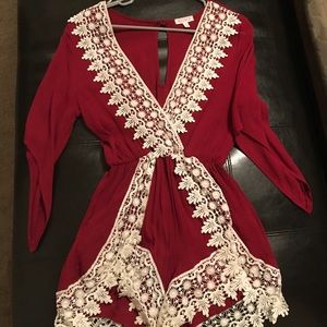 Cute red lace romper